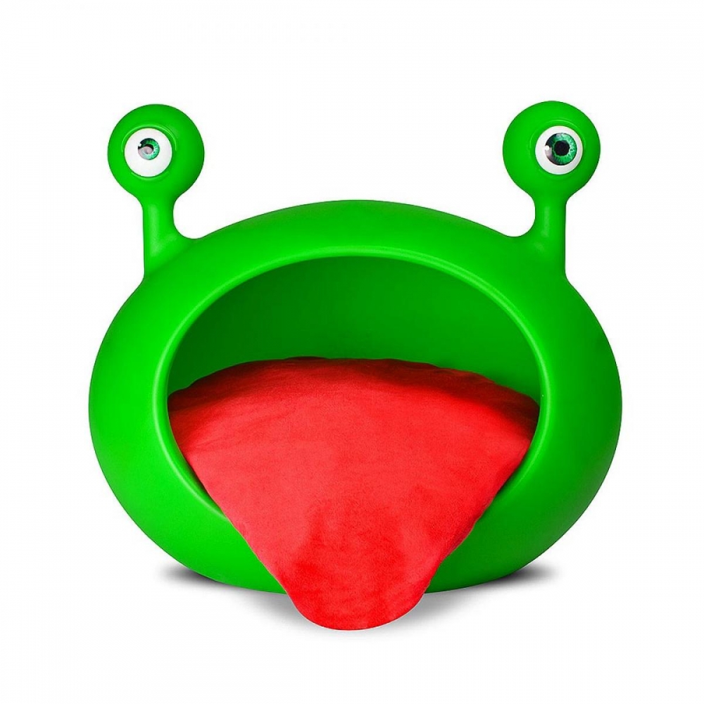 Casa Monster Cave Verde com Almofada Vermelha